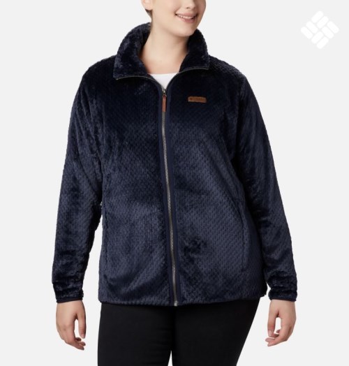 Women's Columbia Fireside II Plush Full Zip Fleece Jackets Navy | Plus Size CA-U01LA